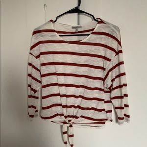 Red and white striped tie front top